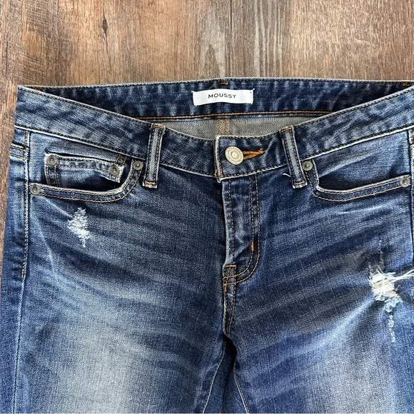 Moussy Denim Distressed Frayed Hem Skinny Ankle Jeans Sz 26 Raw Hem Japanese - Picture 4 of 6